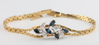 An 18ct yellow gold sapphire and diamond bracelet 6.7 grams 