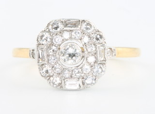 An 18ct yellow gold Art Deco style diamond ring size O