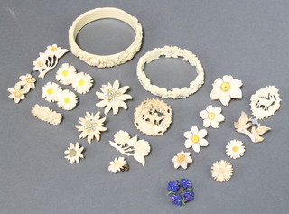 A quantity of carved bone jewellery