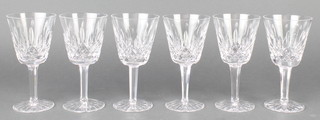 A set of 6 Waterford Crystal Lismore pattern wine glasses 