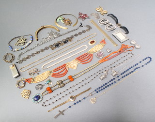 A gilt bracelet and minor costume jewellery