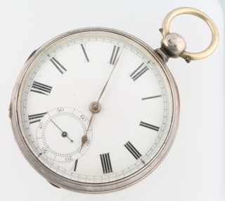 A gentleman's silver cased key wind pocket watch with seconds at 6 o'clock