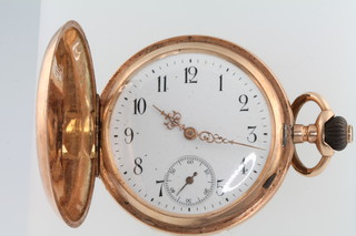 A gentleman's 14ct yellow gold mechanical pocket watch with seconds at 6 o'clock 