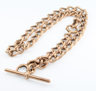 A 9ct yellow gold Albert with T bar and clasp 42.1 grams 