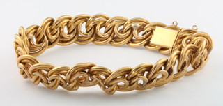 A yellow gold fancy link bracelet, 19 grams