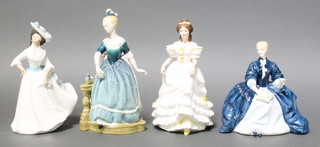Four  Royal Doulton figures - Angela HN3690 7 1/2", Clarinda HN2724 10", Margaret HN2397 8" and Laurianne HN2719 7" 