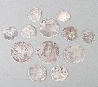 Twelve hammered coins Charles I, Edward I, James I and Elizabeth I 