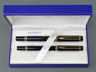 A gentleman's Waterman's Ideal fountain pen with 18ct nib, a do. ball point pen boxed 