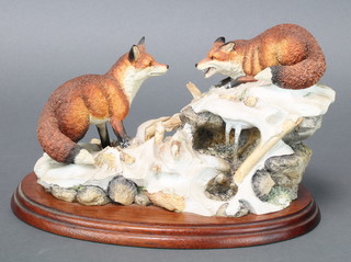 A Border Fine Arts group - Foxes on Ice by D Walton 104/2500 9" 