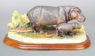 A Border Fine Arts group - Hippo and Baby 2005 9" 