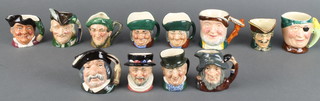 A collection of Royal Doulton miniature character jugs - Robin Hood D6541 2", Sancho Panca D6518 2", Mein Host D6513 2", Dick Turpin A mark 2", Sarey Gamp 2", Mr MaCawber 2", Rip Van Winkle D6157 2", Beefeater 2", Toby Philpots 2" and 3 others 