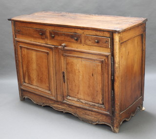 A 17th/18th Century French buffet fitted 3 drawers above a double cupboard 39"h x 56 1/2"w x 23"d 
