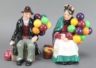 2 Royal Doulton figures - The Old Balloon Seller HN1315 7 1/2" and The Balloon Man HN1954 7" 