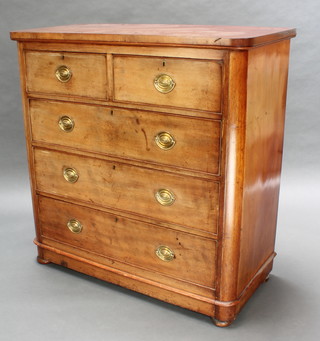 A Victorian mahogany D shaped chest of 2 short and 3 long drawers with brass drop handles 41"h x 41"w x 18 1/2"d 