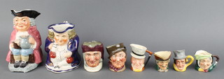 A Royal Doulton character jug Sam Weller 3" with A mark, 2 other Doulton jugs and 5 others 