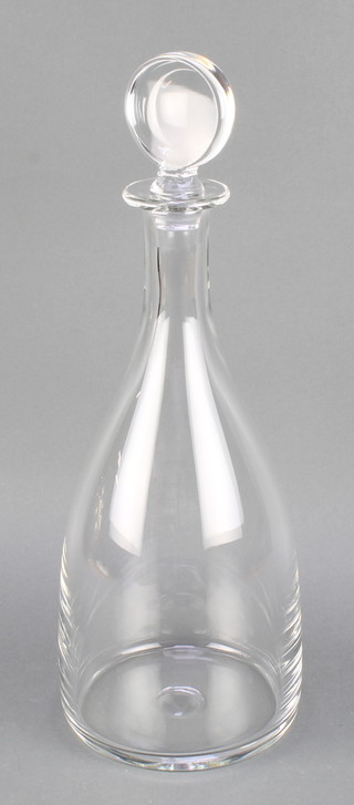 A giant mallet shaped decanter with flattened stopper, 18" h