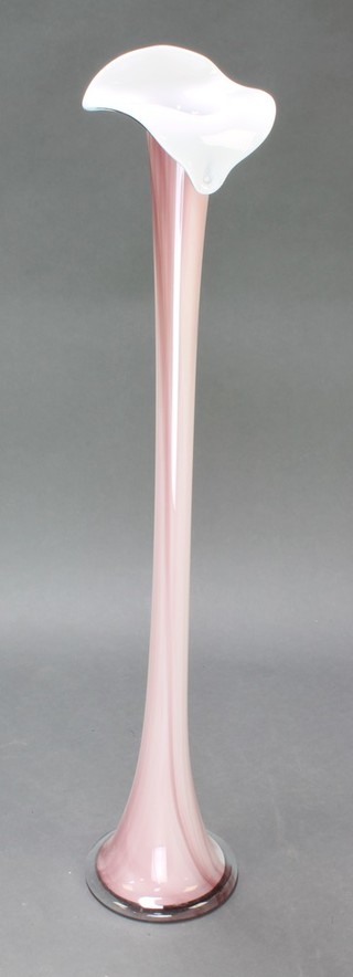 A pink Jack in the Pulpit glass vase 38" 