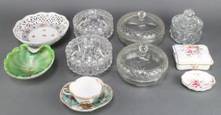 5 lidded glass powder bowls and minor decorative china 