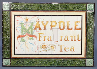 A 20th Century rectangular tiled panel marked Maypole Fragrant Tea 30"h x 43"w 