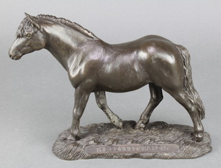 Tom Mackie, a bronzed figure of a standing connemara pony 5"h x 7"