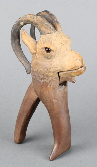 A pair of 19th Century Black Forest nut crackers in the form of a goat 7" 
