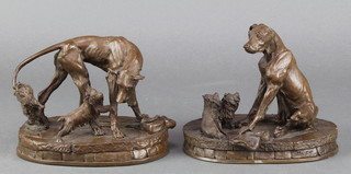 Chuff, a limited edition bronzed figure of a Great Dane playing with Yorkshire Terriers (f) and 1 other (f and r) with certificates 5" 