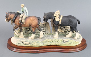 A Border Fine Arts Group "All Creatures Great and Small, Coming Home"  JH9, modelled by Judy Boyt 1985, 13 1/2" on a wooden base 
