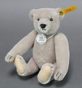 A grey Steiff Historic teddybear with articulated limbs 6" 