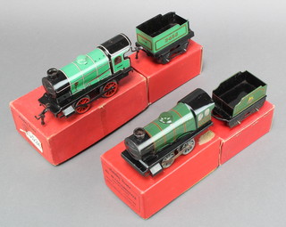 A Hornby clockwork locomotive and tender no.20 both boxed, a Hornby O gauge clockwork locomotive boxed and an M1 tender boxed