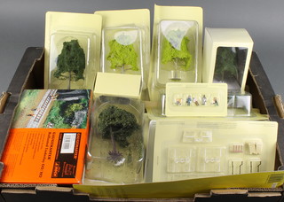 A Hornby TrakMat accessory pack, various model trees etc