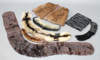 A brown fur stole, a black fur muff, a brown mink cape, 3 fur collars and a small mink 
