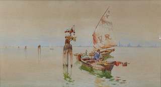 Edwardian, watercolour, unsigned, Venetian view, 6" by 11" 
