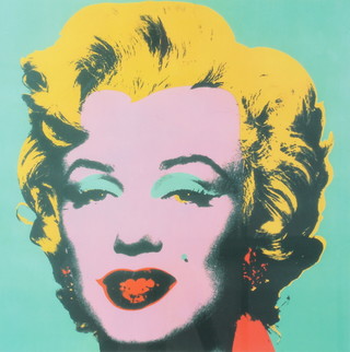 Andy Warhol, a coloured print, Marilyn Monroe, copyright 2002 16" x 16" 