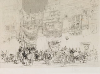 William Walcott, etching, signed in pencil, Middle Eastern market place 7" x 9 1/2" 