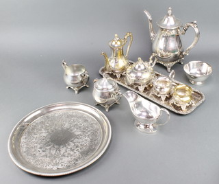 A silver plated 3 piece coffee set and minor plated items