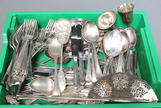 A quantity of plated cutlery etc