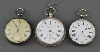 3 silver key wind pocket watches