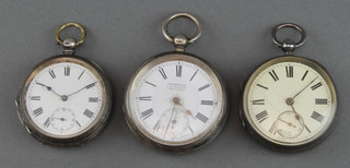 3 silver cased key wind pocket watches 