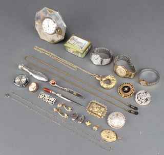 A lady's 18ct yellow gold Mu Du wristwatch, minor watches and jewellery 