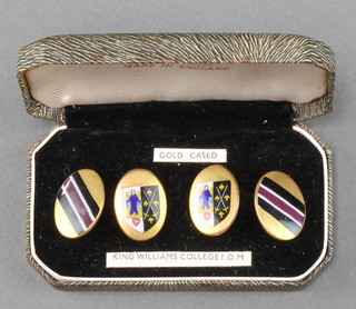 A pair of gold plated enamelled cufflinks