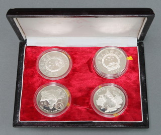 4 Chinese silver commemorative crowns 88 grams 