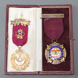 A 9ct gold Ancient Order of Druids jewel together with a silver gilt ditto 