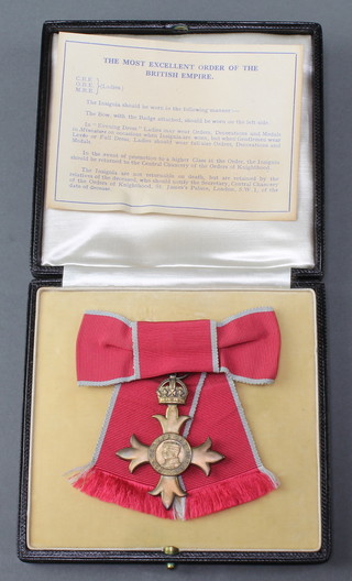 A Most Excellent Order of the British Empire 2nd type Civil Division lady's badge of an officer, cased
