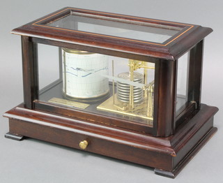 Russell of London, a 1982 limited edition  barograph no.62/1000, contained in a mahogany case the base fitted a drawer, raised on bracket feet, complete with certificate 9 1/2"h x 14 1/2" x 9"d  
