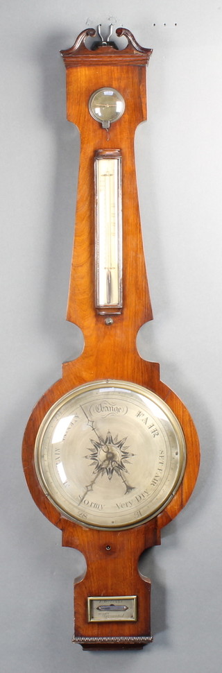 I Gibezzi, a 19th Century mercury wheel barometer and thermometer contained in a mahogany case 
