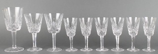 6 Waterford Crystal Lismore pattern sherry glasses, 2 wines and a large wine glass