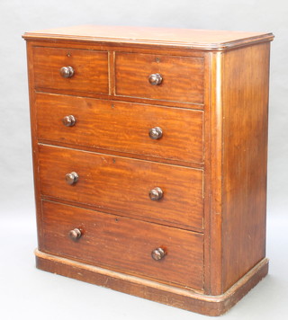 A Victorian mahogany D shaped chest of 2 short and 3 long graduated drawers 47"h x 43"w x 21"d 
