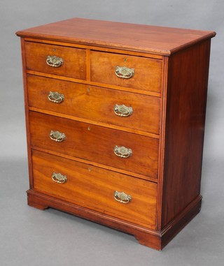 A Victorian walnut chest of 2 short and 3 long drawers with brass swan neck drop handles, raised on bracket feet 39"h x 34"w x 20"d 