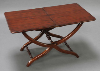 A 19th Century style rectangular folding coaching table 20"h x 36"w x 19"d 