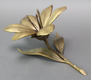 A gilt metal table ornament in the form of a lily 9" (1 stamen missing)
